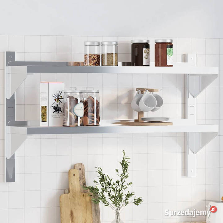 Półka ścienna podwójna 100x235x60 srebrna stal Warszawa