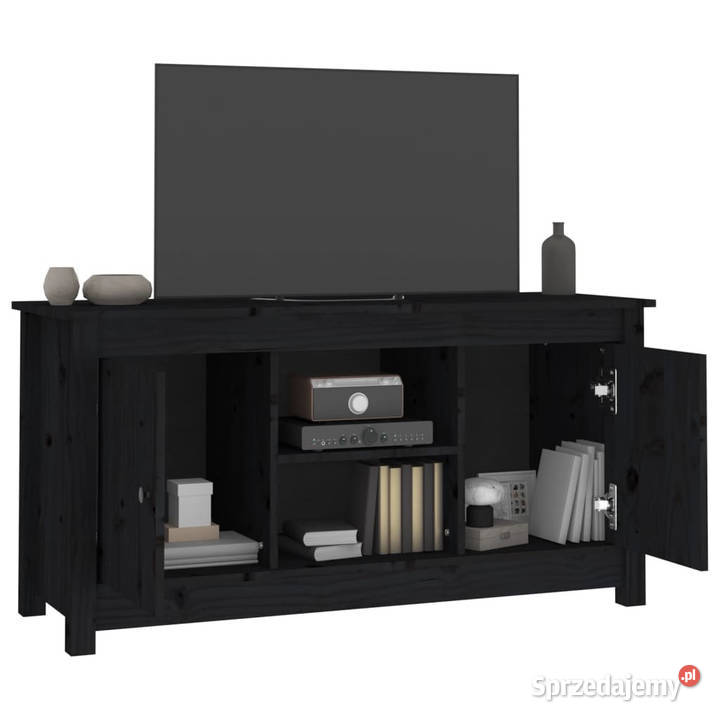 Szafka pod telewizor czarna 103x365x52 drewno