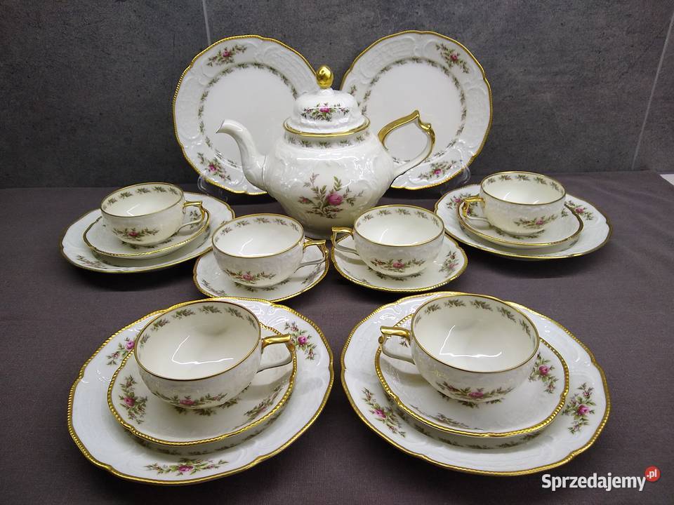 Serwis herbata Rosenthal Sanssouci Moosrose Porcelana i szkło