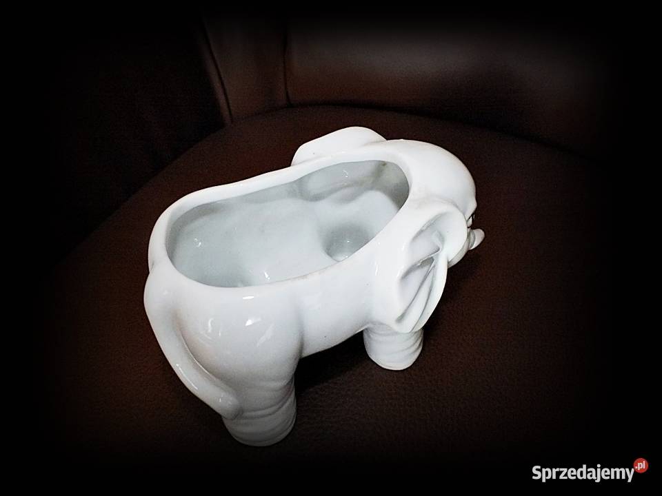 Porcelanowy Słoń Osłonka na doniczkę biały Żary