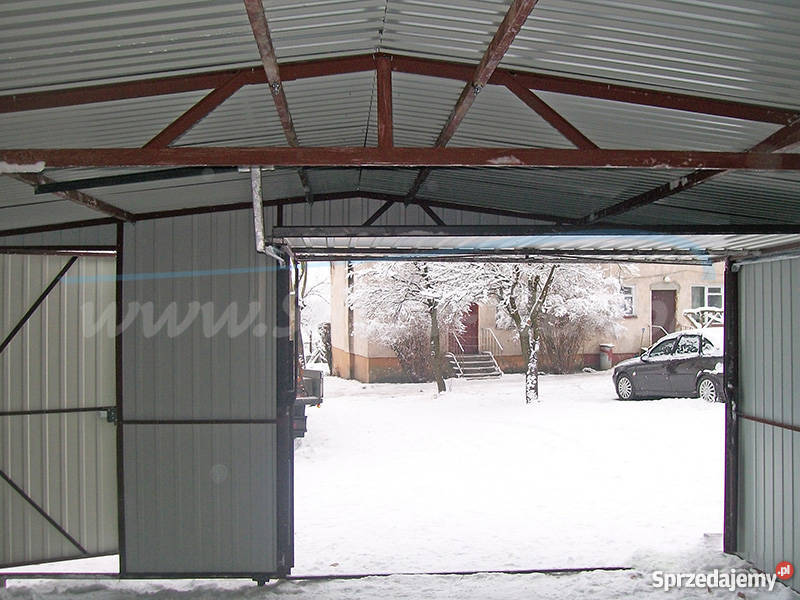 Garaż blaszany drewnopodobny 6x6 blacha orzech Biłgoraj