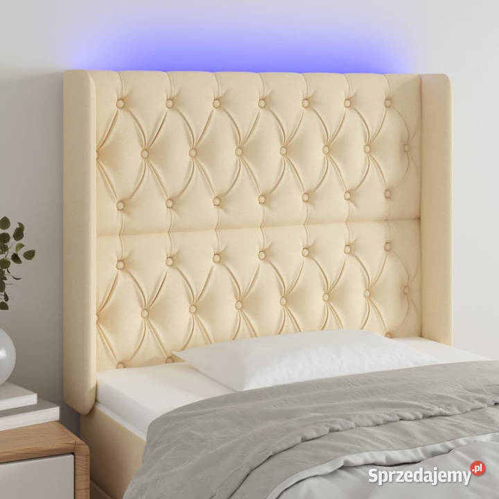 Zagłówek do łóżka z LED kremowy 93x16x118128 Warszawa