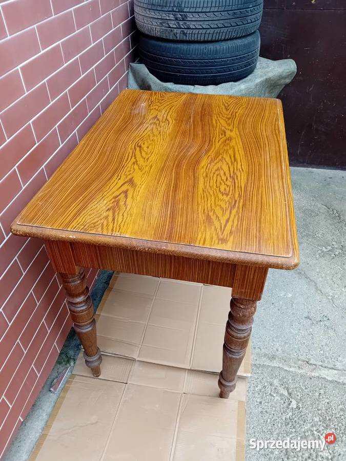 Stół drewniany z szufladą mazerowany śląskie Bielsko-Biała