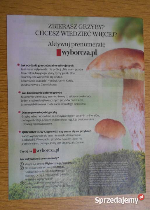 Atlas grzybów 2 części Gazeta Wyborcza Parczew