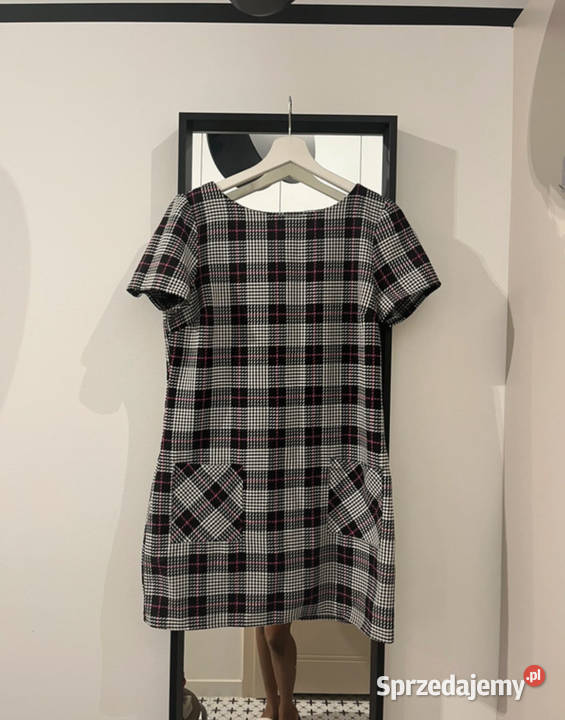 Sukienka w kratkę w kolorze czerwonoszarym i Moda i Styl Łódź
