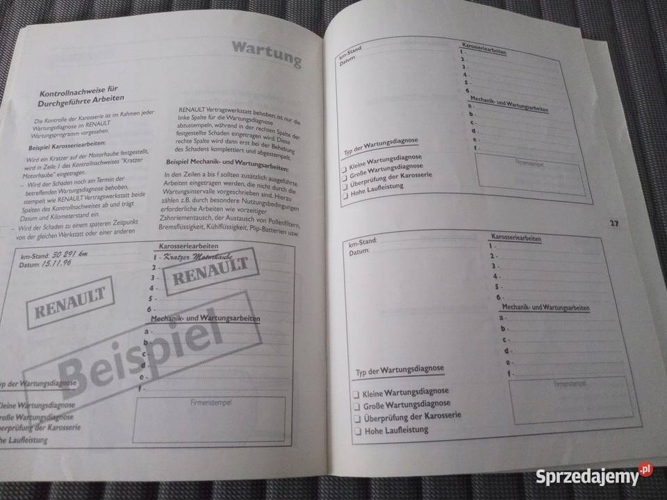 Renault 1999 2000 Książka Gwarancyjna Serwisowa Łódź sprzedam