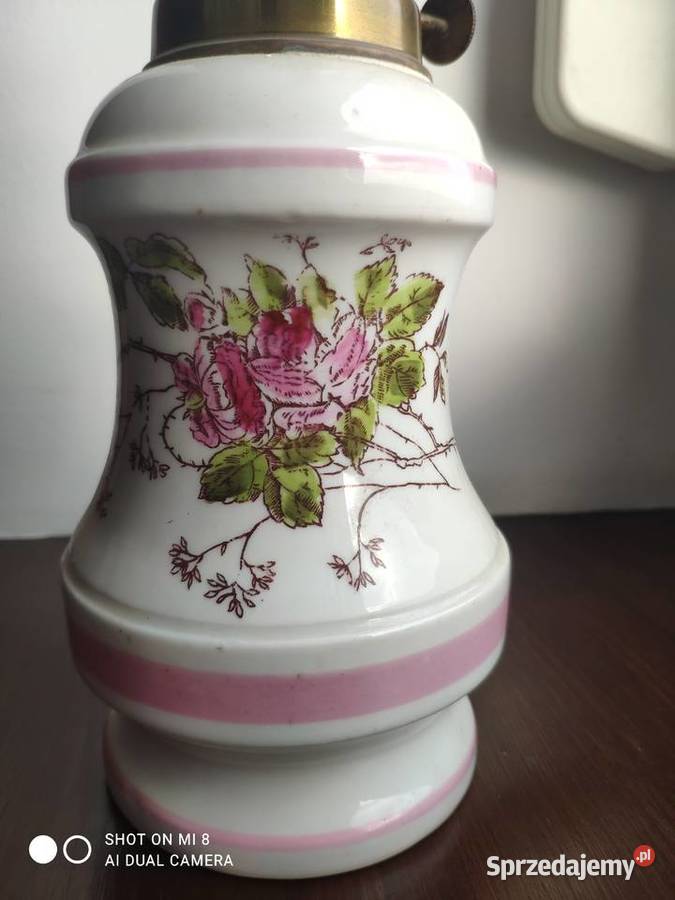 Stara francuska porcelanowa lampa naftowa 35 Antyki, Sztuka, Kolekcje Kraków