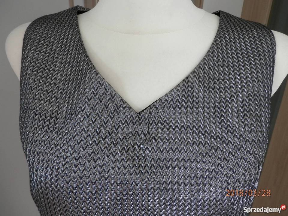 Sukienka Srebrna Rozkloszowana Wieczorowa Łomża