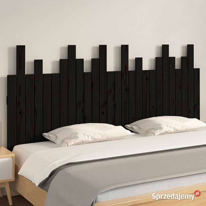 Wezgłowie łóżka czarne 166x3x80 lite drewno Warszawa