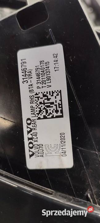 VOLVO XC40 LAMPA PRAWY TYŁ 31446791 dolnośląskie sprzedam