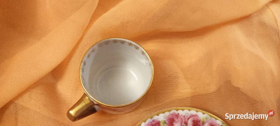 Filiżanka mokka róże złoto porcelana Wrocław