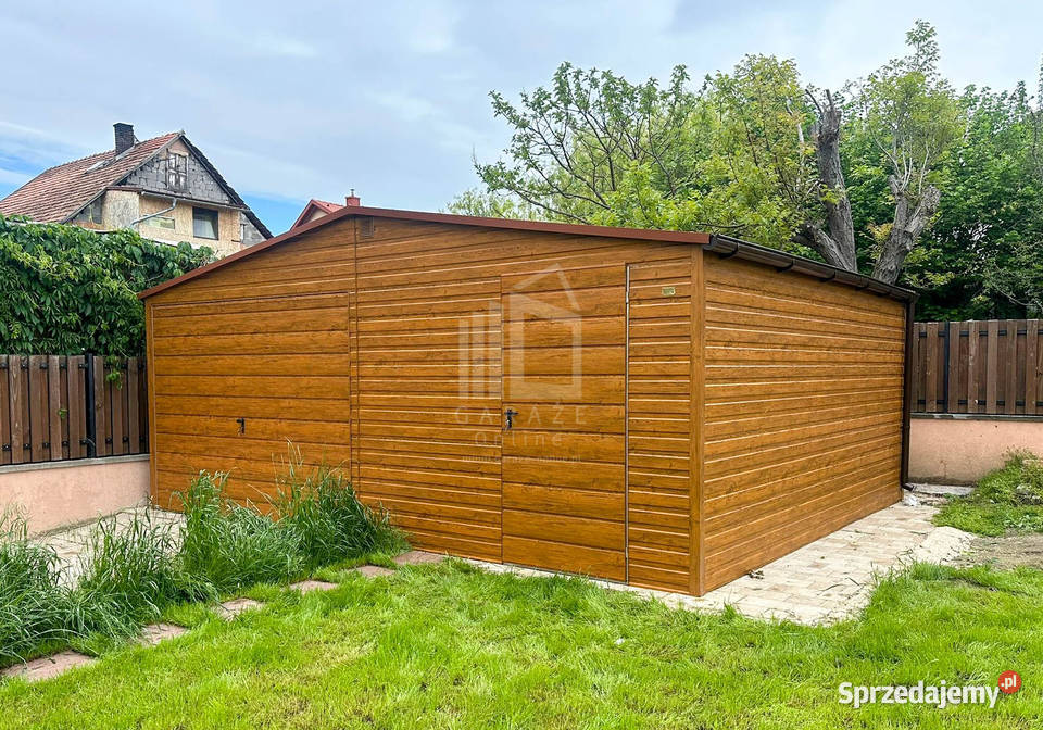Garaż blaszany 62x6m brama uchylna drzwi rynna