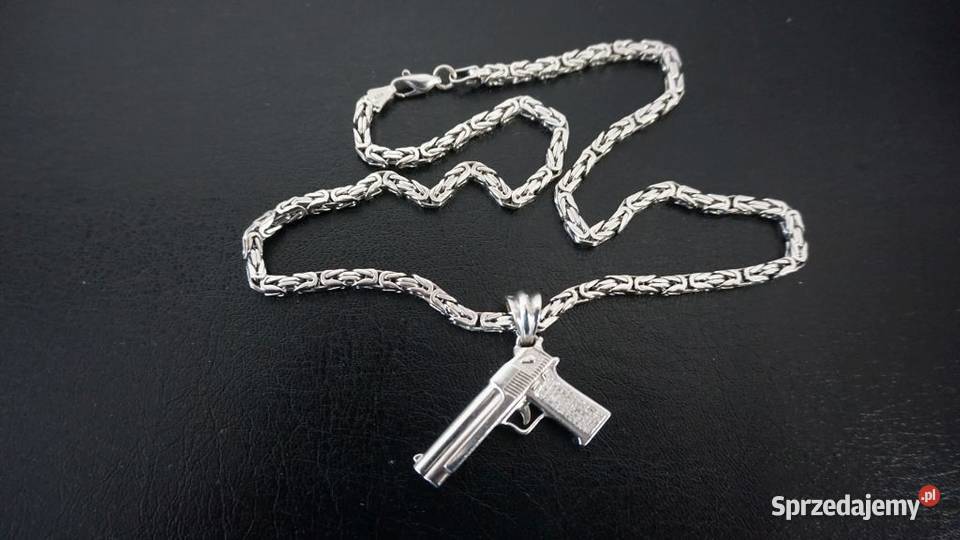 ZŁOTY KOMPLET ŁAŃCUSZEK I PISTOLET 83 GRAM BIAŁE Warszawa