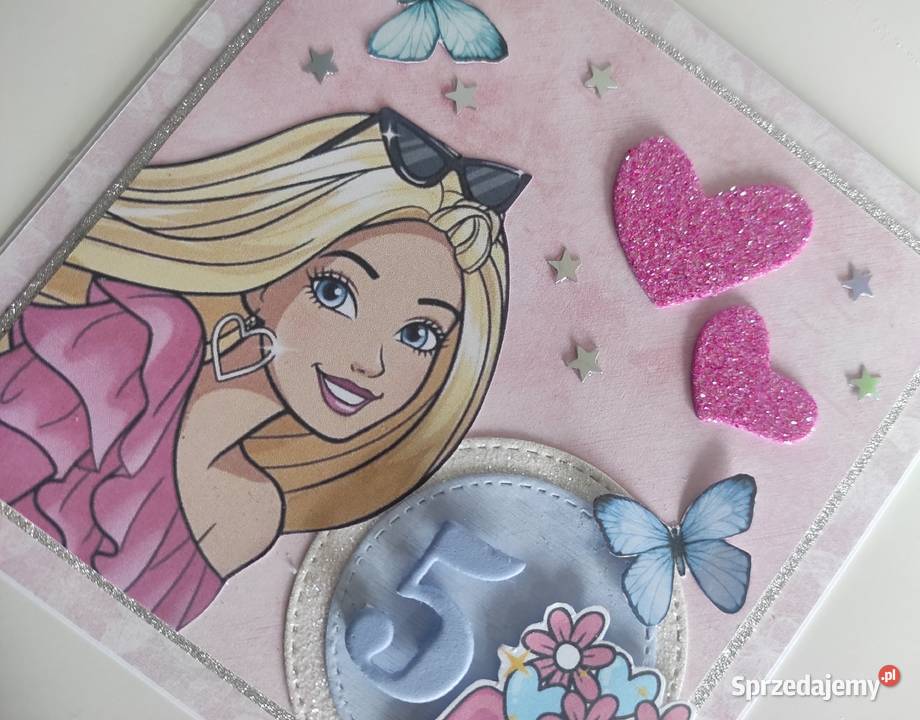 Kartka urodzinowa ręcznie robiona Barbie Łódź