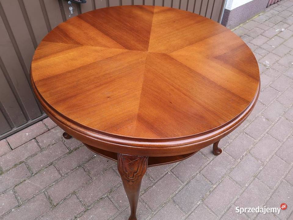 Stolik Ława Okrągły Orzech Antyk Stary Renowacji Swarzędz