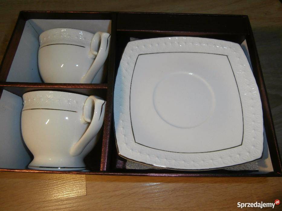 Nowy serwis kawowy 2 filiżanki spodki VERONI Porcelana i szkło Kluczbork sprzedam