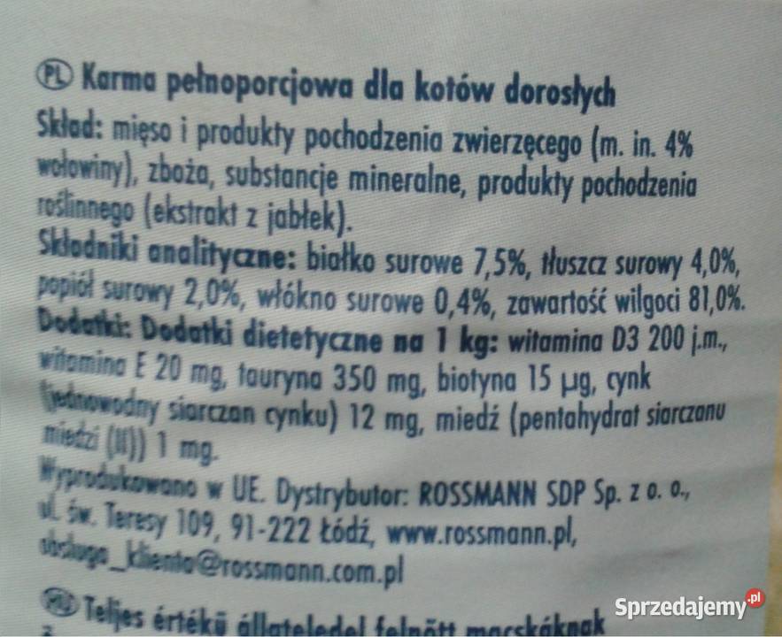 Winston Karma kotów bez cukru z WOŁOWINĄ puszka Strzelce Opolskie