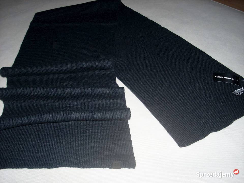 Czarny Granatowy Szalik CA dzianinowy Męski