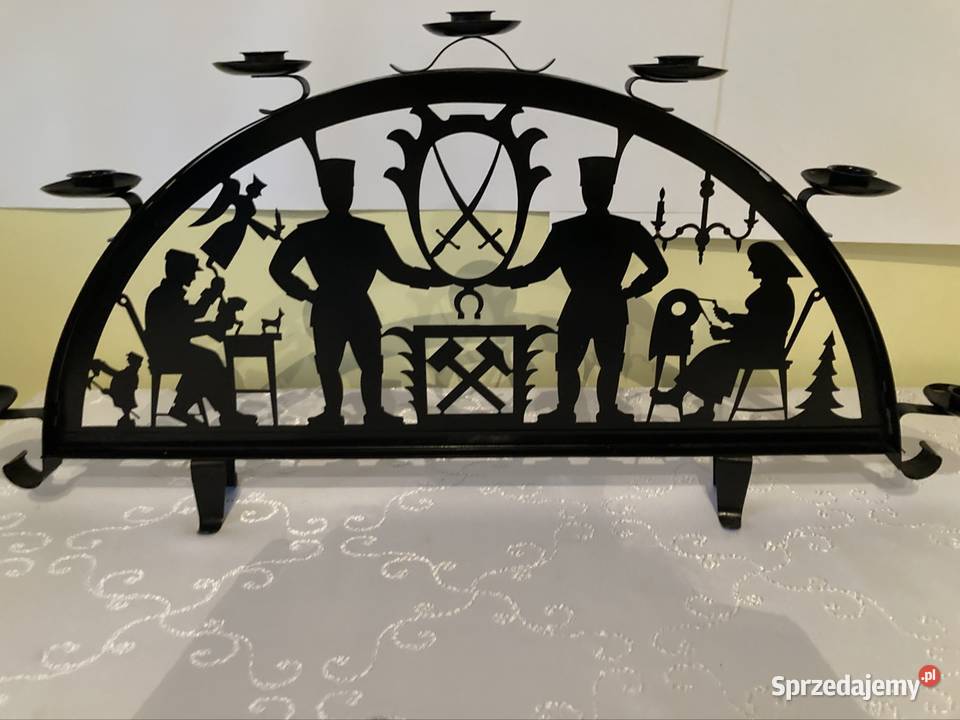 Świecznik Metalowy Łuk z Wizerunkiem Górnika Czerwionka-Leszczyny