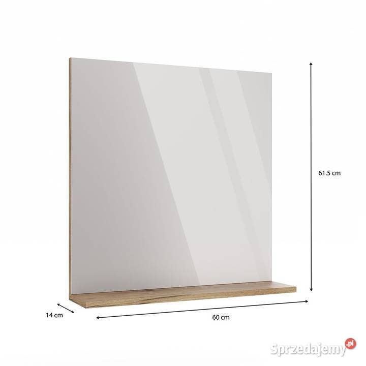 Lustro łazienkowe z półką TIGO 60x615 Dąb Evoke