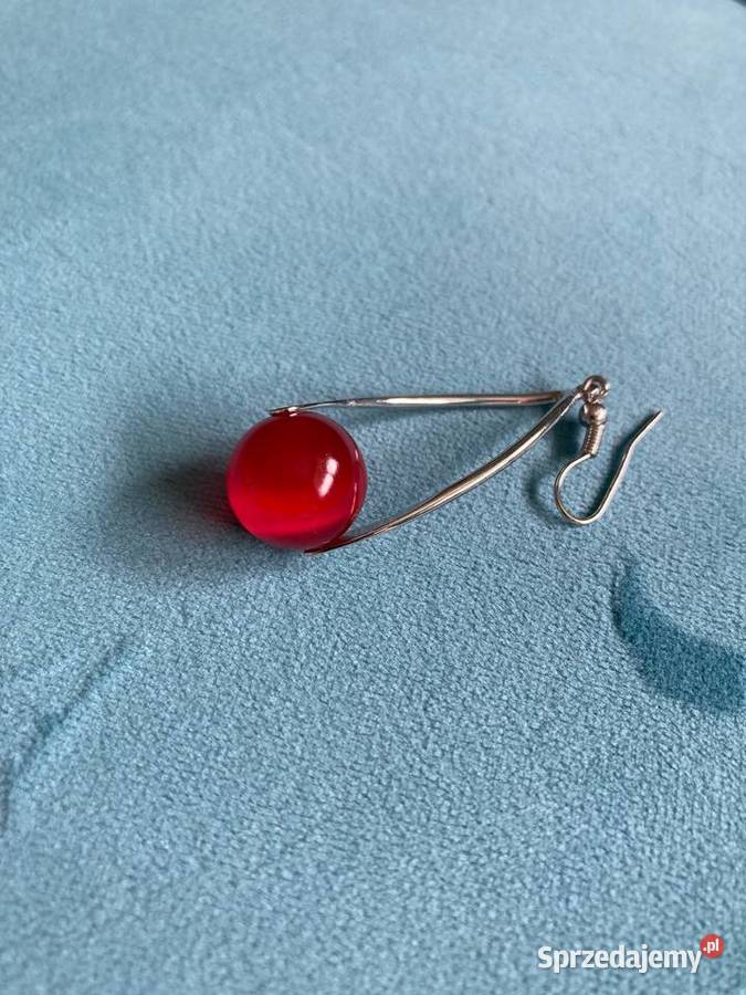Nowe srebrne kolczyki czerwone korale srebro 925 Nisko
