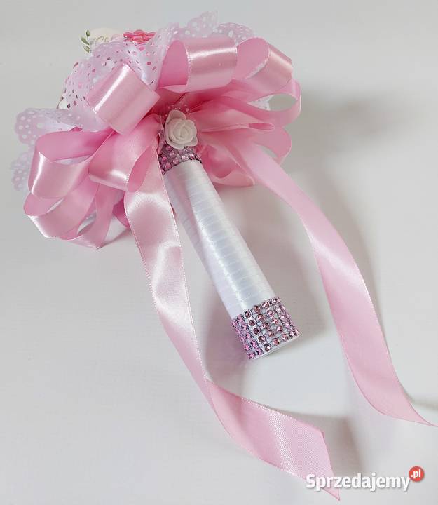 Bukiet na chrzest różowy niebieski Antyki, Sztuka, Kolekcje lubelskie