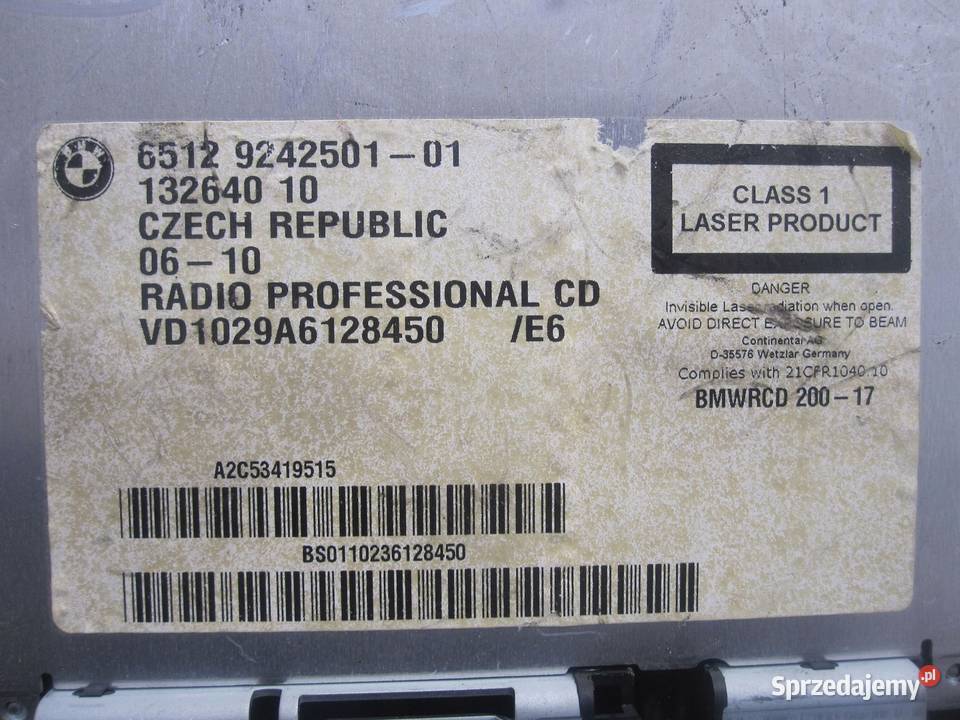BMW E82 10r radio CD 9242501 Sprzęt audio fabryczny Wyposażenie wnętrza Kielce
