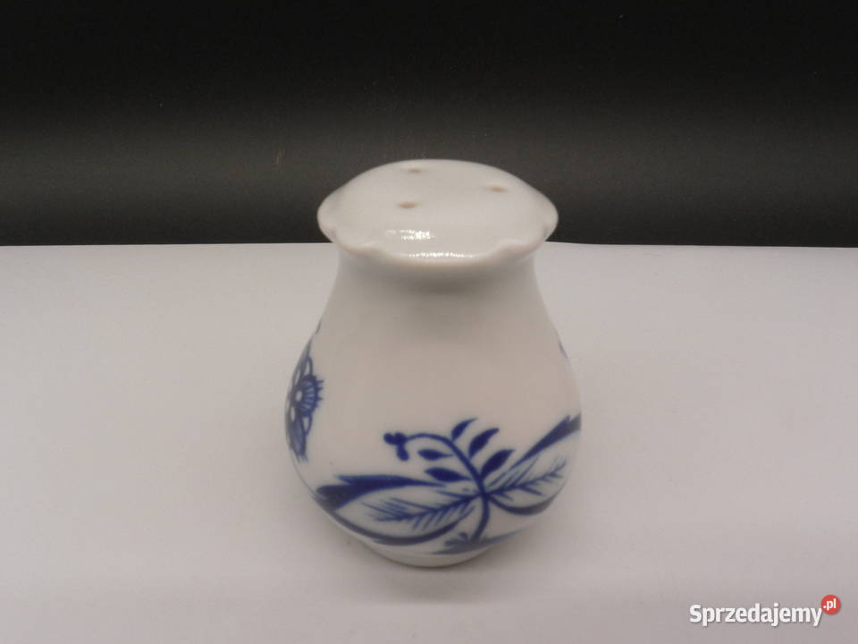 Przyprawnik na sól WZÓR CEBULOWY Porcelana i szkło wielkopolskie Raszków sprzedam