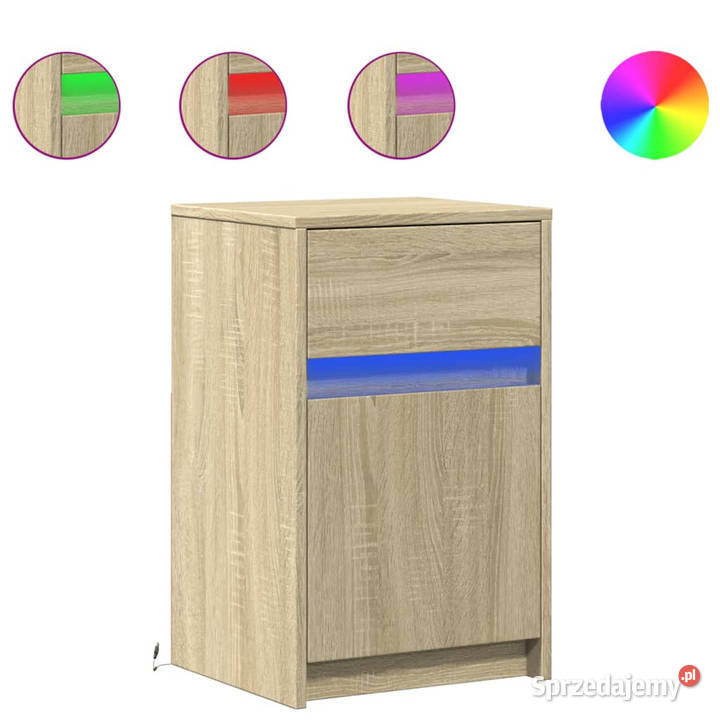 Szafki nocne z LED 2 dąb sonoma materiał Warszawa