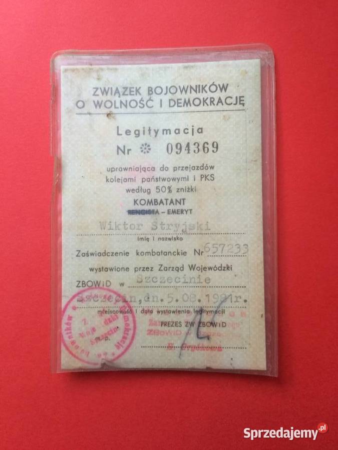 1553 Legitymacja ZBoWiD sprzedam