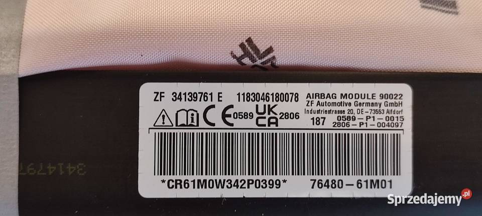 SUZUKI SX4 SCROSS KURTYNA AIRBAG PRAWA