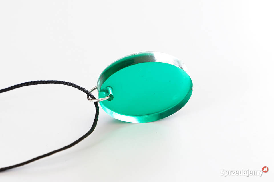 Owalny zielony wisiorek z żywicy 25 ręcznie Warszawa sprzedam