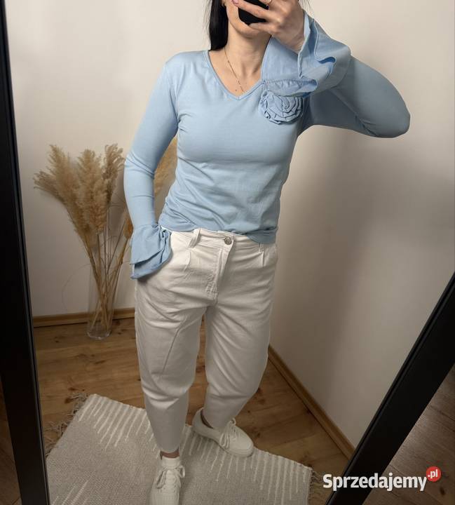 Cytrynowa żółta bluzka z długim rękawem i