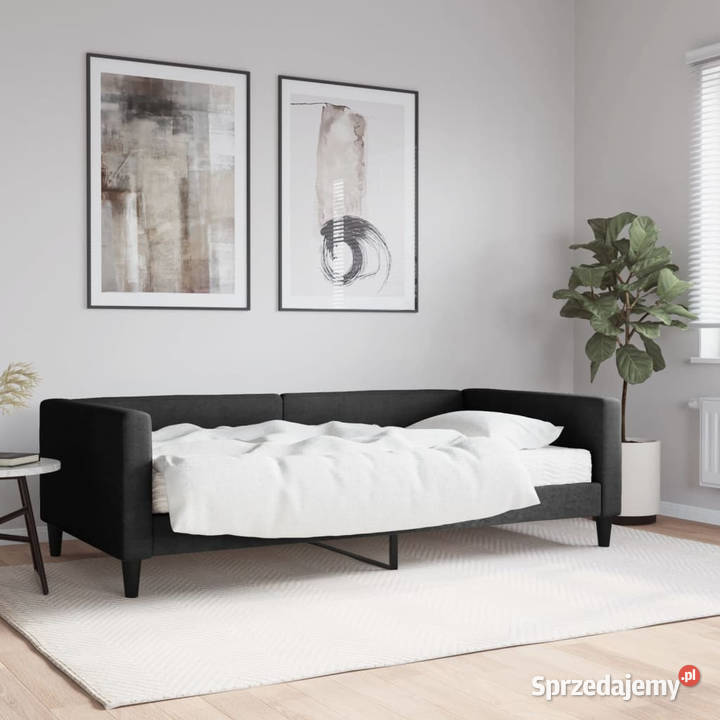 Sofa z materacem do spania czarna tkanina mazowieckie Warszawa