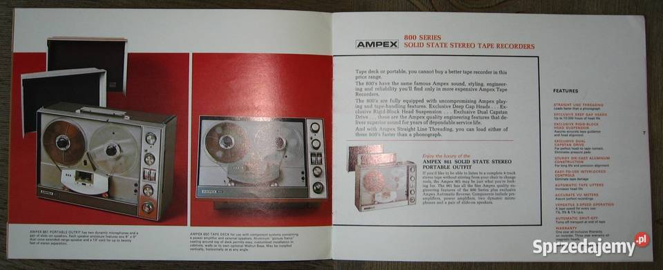AMPEX magnetofony szpulowe katalog z 1967 roku Pozostałe Kępice