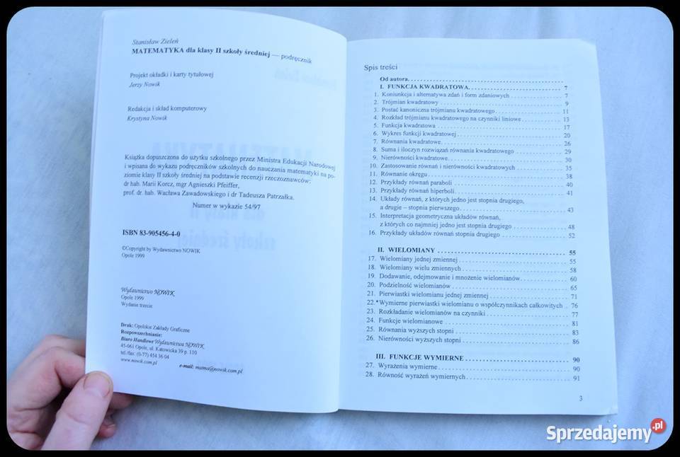 Stanisław Zieleń MATEMATYKA kl II szkoły Płock sprzedam