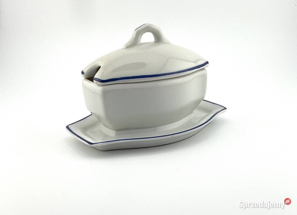 Musztardniczka sosjerka CMIELOW Lwow Art Deco Porcelana i szkło Kraków