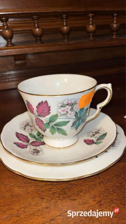 Filiżanka z talerzykiem deserowym Crown Royal Porcelana i szkło Gdańsk