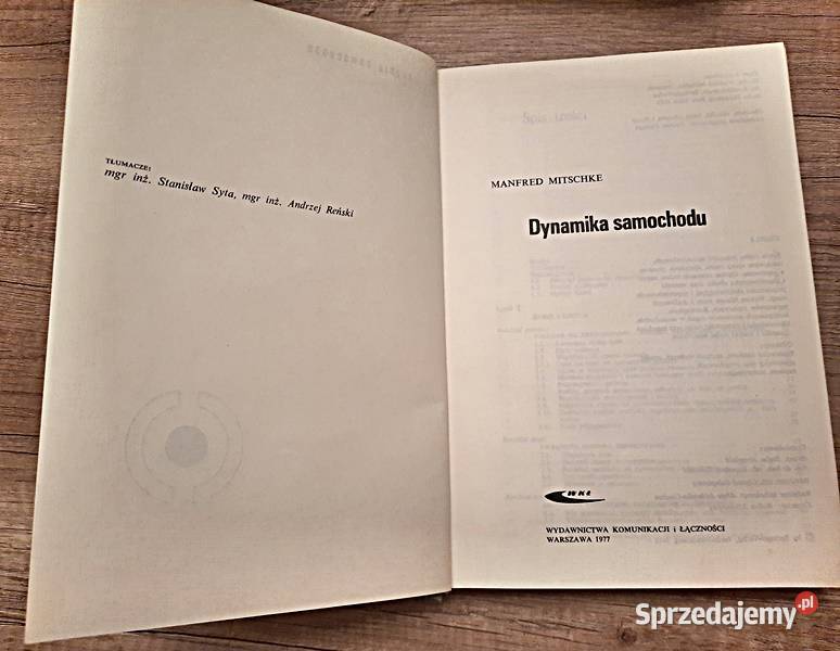 Dynamika samochodu M Mitschke Książki naukowe i popularnonaukowe Ostrów Wielkopolski