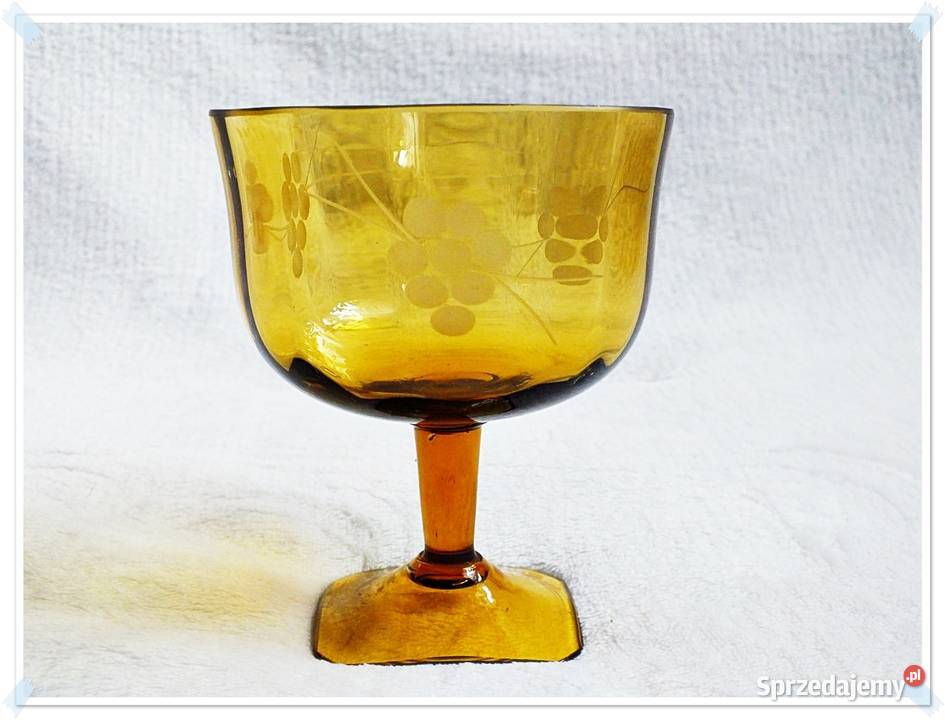 Bursztynowy Pucharek do deserów lodów PRL Huta Porcelana i szkło Żary sprzedam