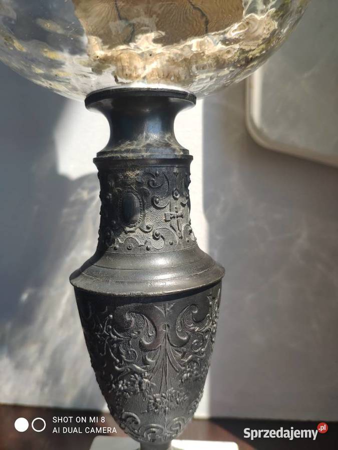 Stara francuska lampa naftowa XIX w marmur Antyki, Sztuka, Kolekcje Kraków