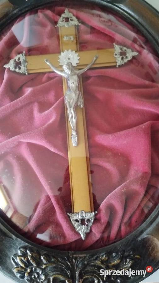 Stary Krucyfiks zakszklony Piękny Przełom IXX podkarpackie Krosno