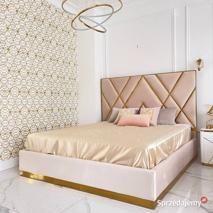 Łóżko Tapicerowane Glamour 180x200 Beżowe Warszawa