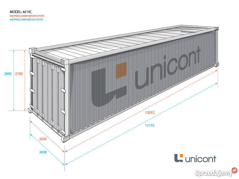 Kontener morski 12 m 40HC stalowy budowlany Poznań wyposażenie