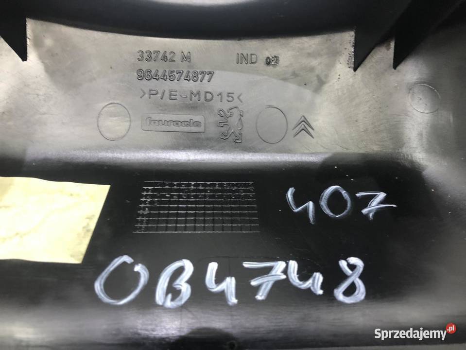 OSŁONA GÓRNA KOLUMNY PEUGEOT 407 9644574877