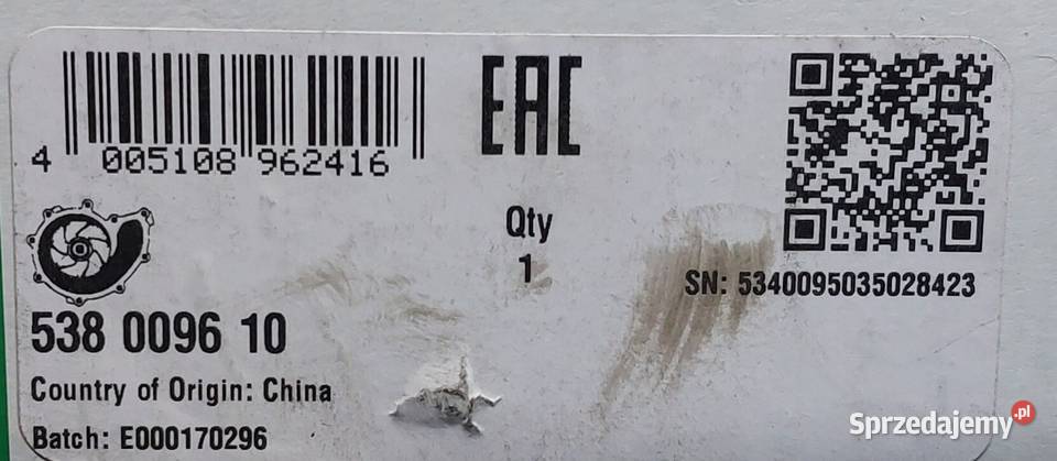 POMPA WODY OPEL MERIVA A CORSA C COMBO 17 DIESEL Układ chłodzenia Motoryzacja Mielęcin