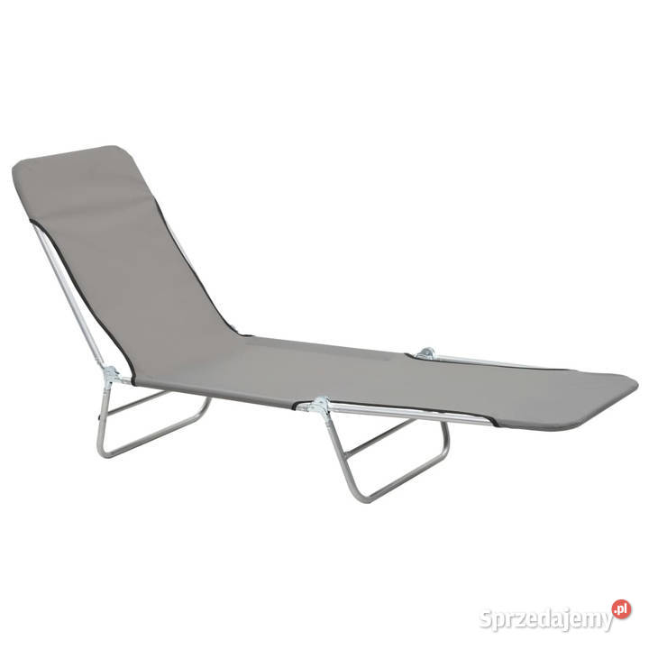Składane leżaki 2 stal i tkanina szare WM44302 Warszawa