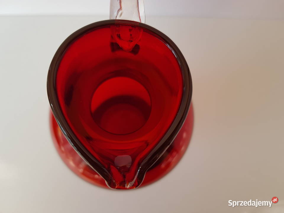 Szklany dzban dzbanek kolorowe szkło PRL Dąbrowa Górnicza sprzedam