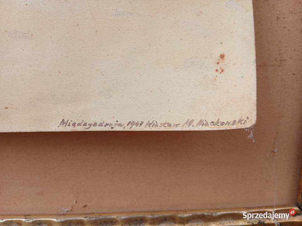 Stary obraz pejzaż polski morski 1947 Nieckowski mazowieckie Warszawa