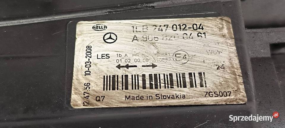 LAMPA PRAWA PRZÓD MERCEDES SPRINTER W906 Lipno